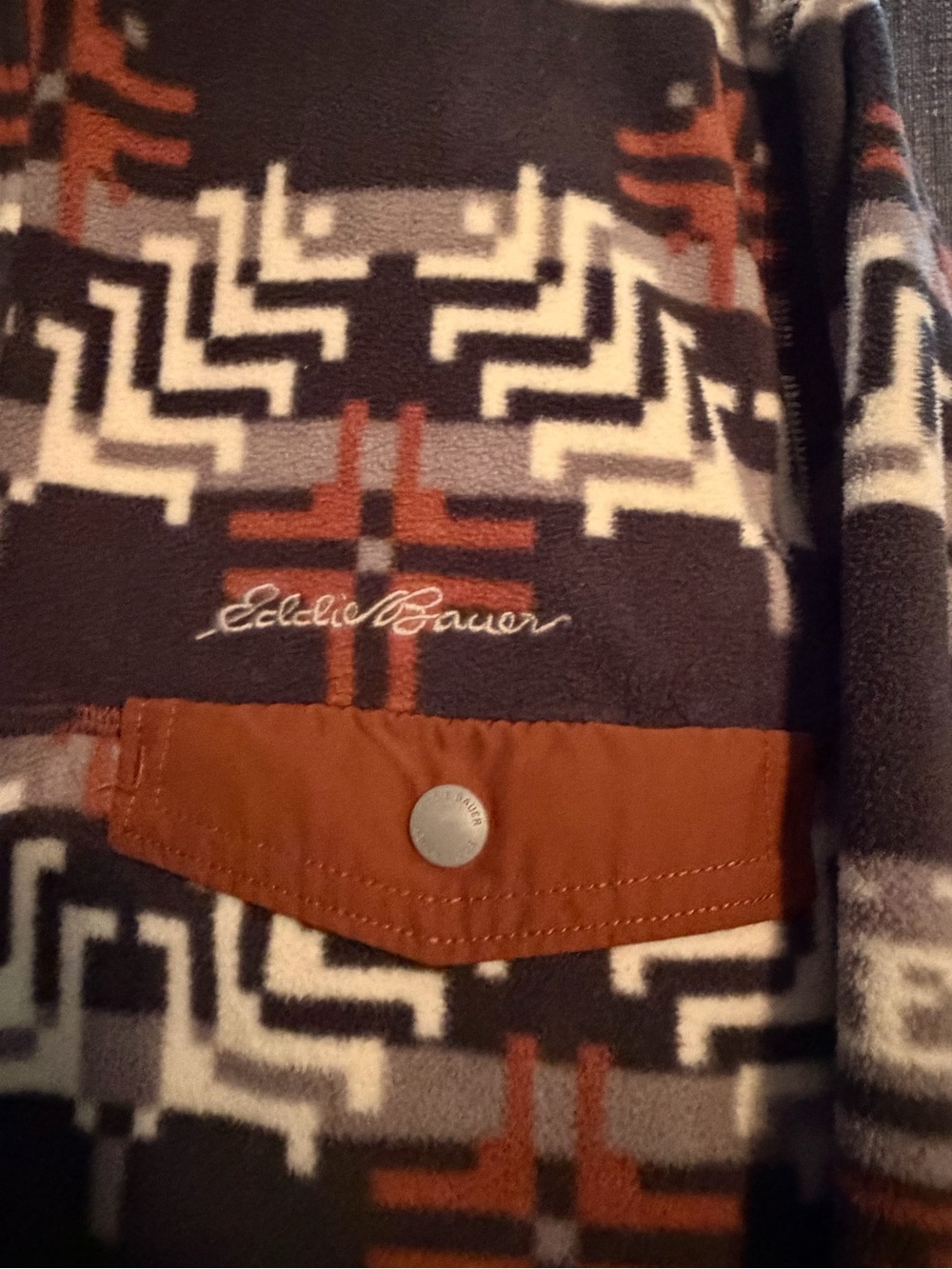 Eddie Bauer Southwestern Geometric Print Snap-Neck Fleece Pullover